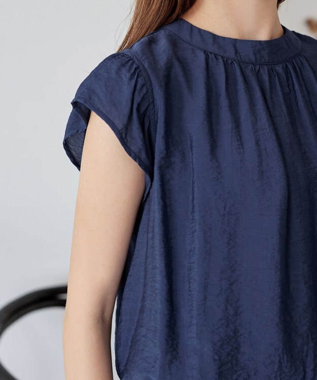 Tiaclasse 【洗える】フリル袖ワンピース ブルー