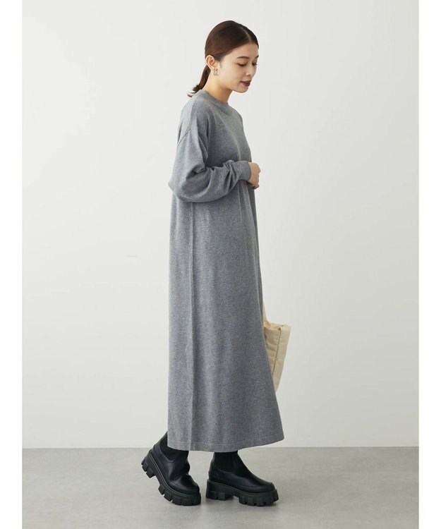 Green Parks もちやわ　ハイゲージニットワンピース Dark Gray Mixture