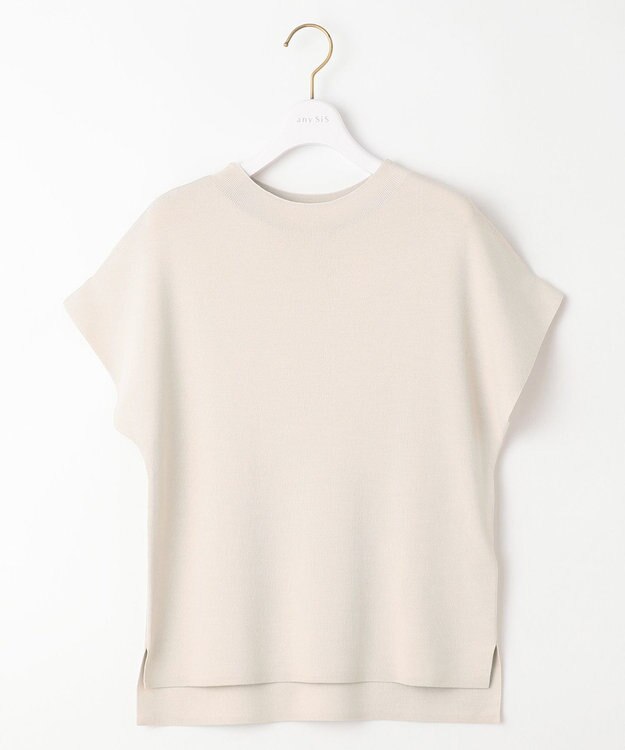 ANY SIS 【洗える】ボトルネックフレンチスリーブ ニットT アイボリー