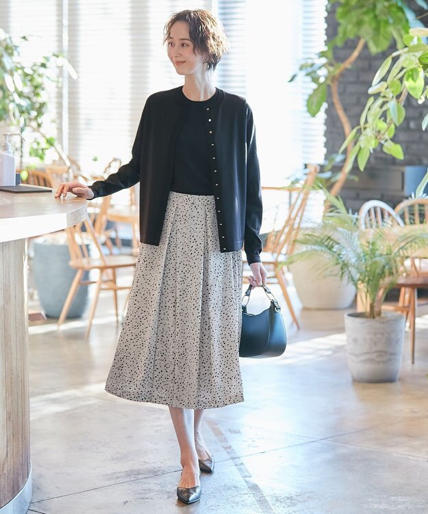 自由区 【XSサイズ～/洗える】フローイングドットプリント スカート ライトグレー系5