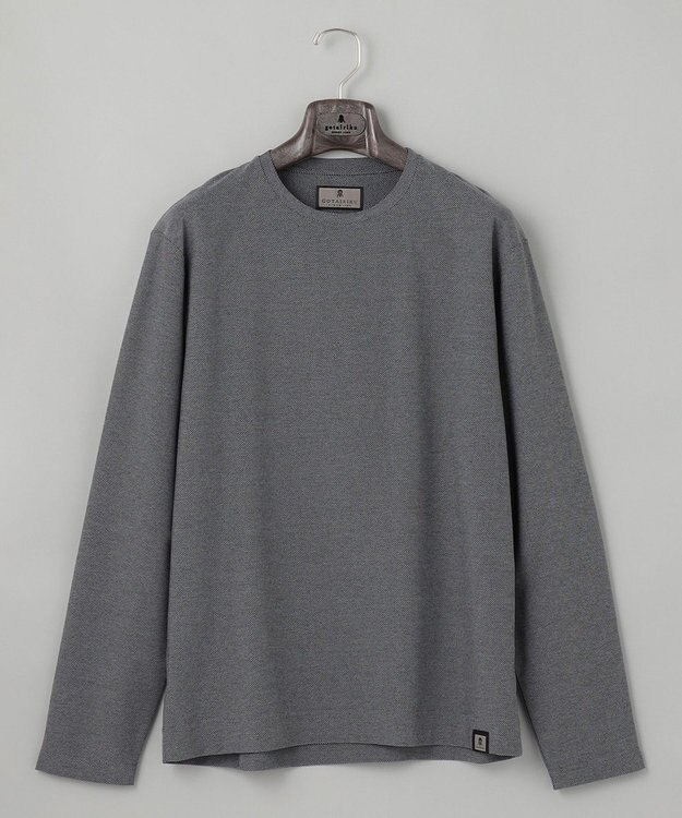GOTAIRIKU ジャケットのインナーに最適【WEB&一部店舗限定】キレイ目 鹿の子 ビズ長袖Tシャツ ライトグレー系