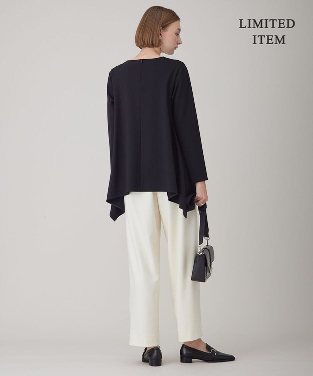 ICB L 【WEB限定・洗える】ヴィスコースストレッチポンチ イレギュラーヘムプルオーバー ブラック系