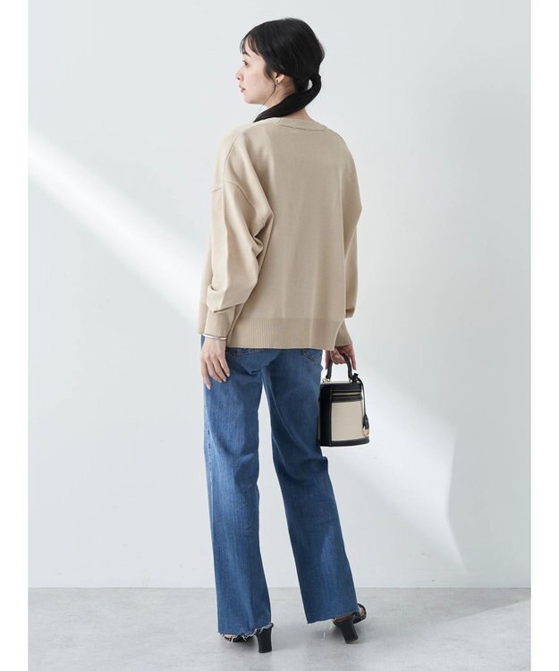 earth music&ecology ＶネックＺＩＰカーディガン Beige