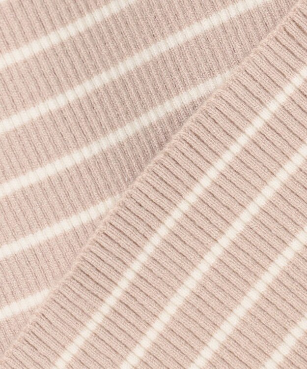 ANY SIS CICA加工 フリルネック プルオーバー ベージュ×アイボリー