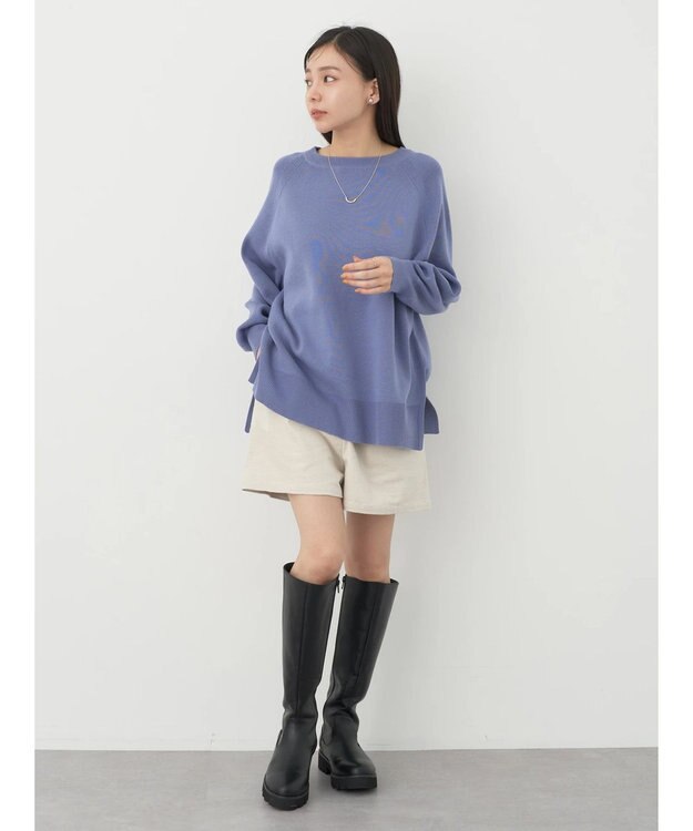 earth music&ecology サイドスリットルーズチュニック Blue