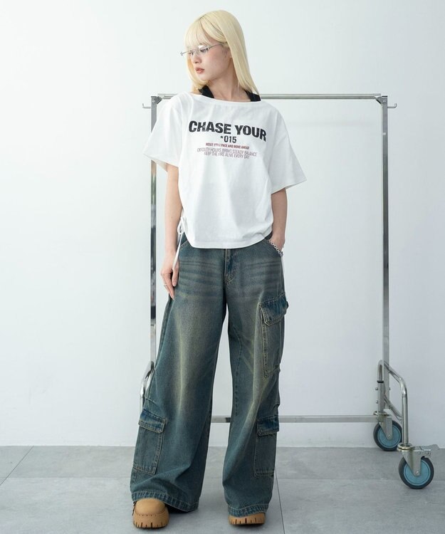 WEGO ホルターネックレイヤードワンショルT ホワイト