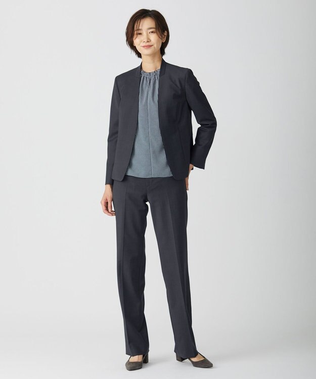 J.PRESS LADIES BAHARIYE ノーカラー ジャケット ネイビー系