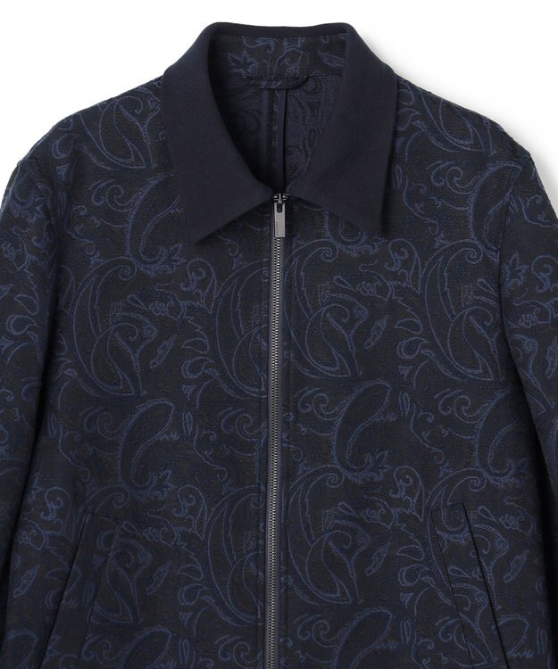 JOSEPH HOMME 【新柄】エスニカルスラブジャガード　ジップアップブルゾン ネイビー系
