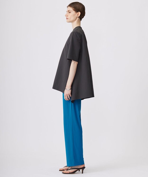 ICB 【接触冷感・UVカット・洗える】ヴィンテージスパンブロード バンドカラーブラウス チャコールグレー系