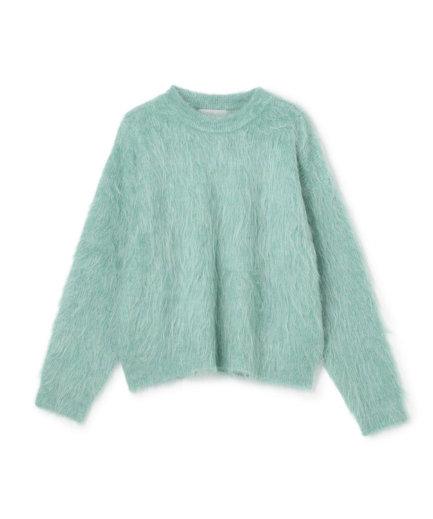 UNFILO L アルパカシャギー クルーネック プルオーバー グリーン