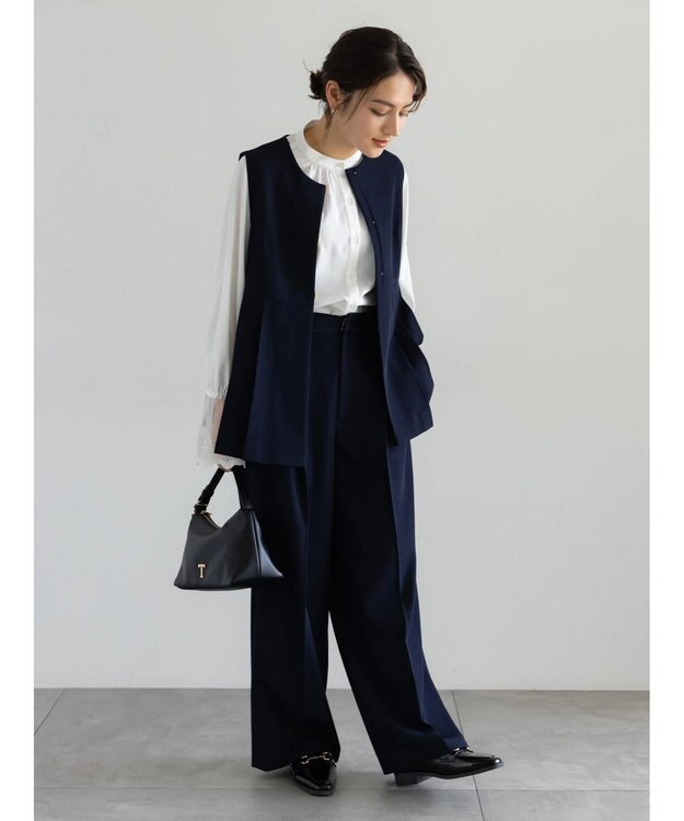 Te chichi 【セレモニーアイテム】サイドプリーツペプラムジレ（セットアップ可） ネイビー