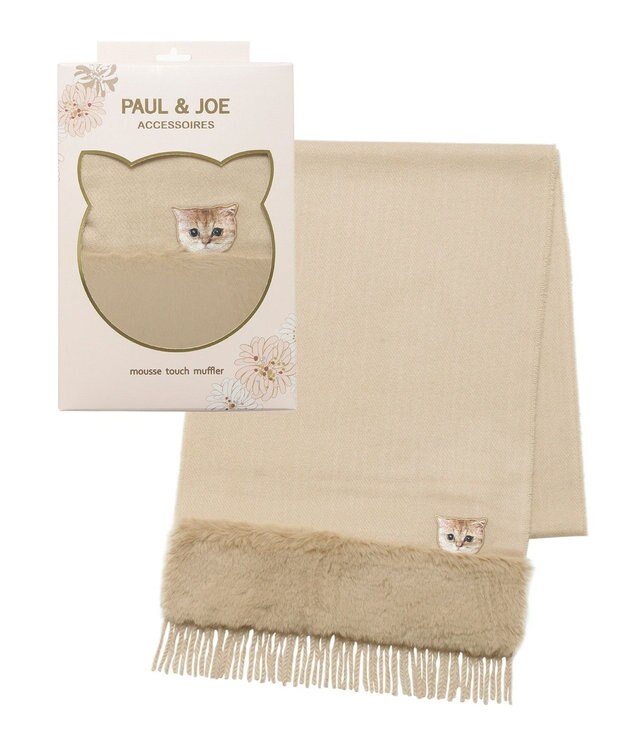 MOONBAT PAUL & JOE ACCESSOIRES ヌネットワッペン×ファームースタッチマフラー（パッケージ入り） キャメル