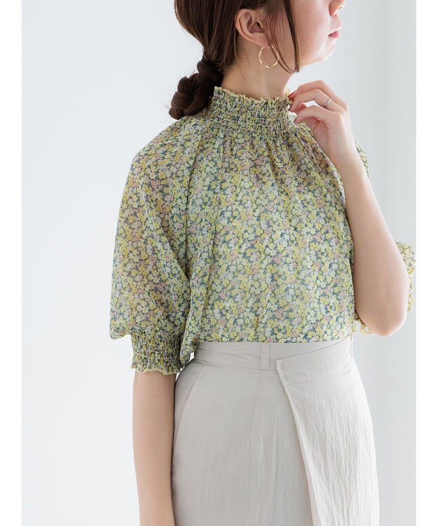 Te chichi パターンアソートシャーリングブラウス イエロー