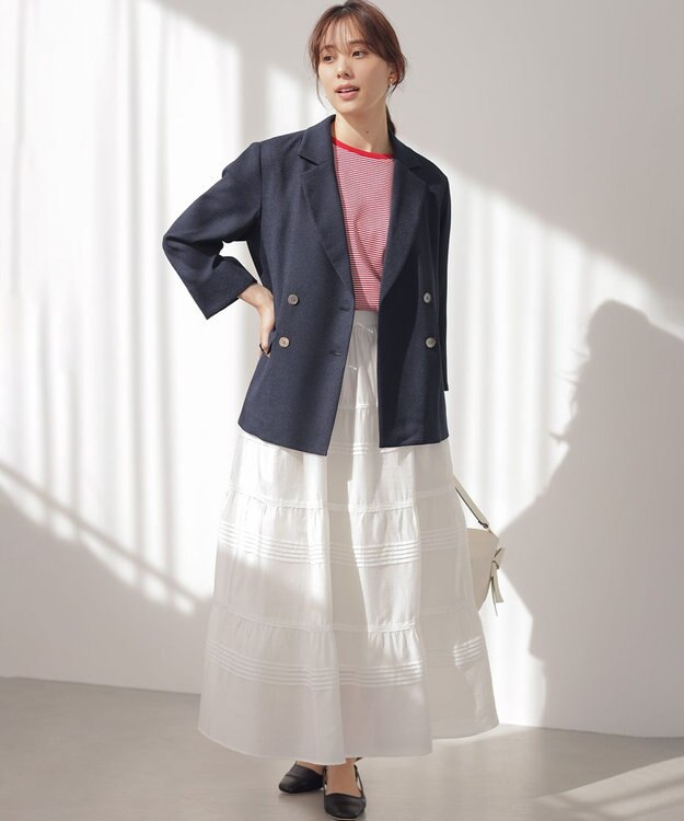 組曲 ライトリネンライク ジャケット ネイビー系