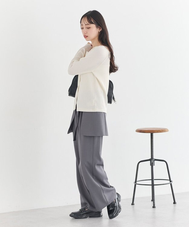 earth music&ecology 【予約】アシメ釦ツイストテレコカットソー アイボリー