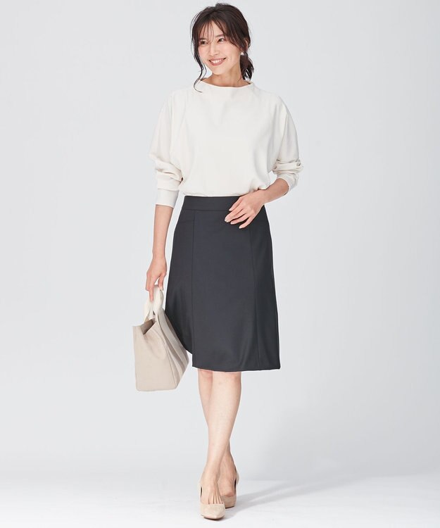 23区 L 【洗える】ヴィスコースソフトポンチ ラグラン カットソー アイボリー系