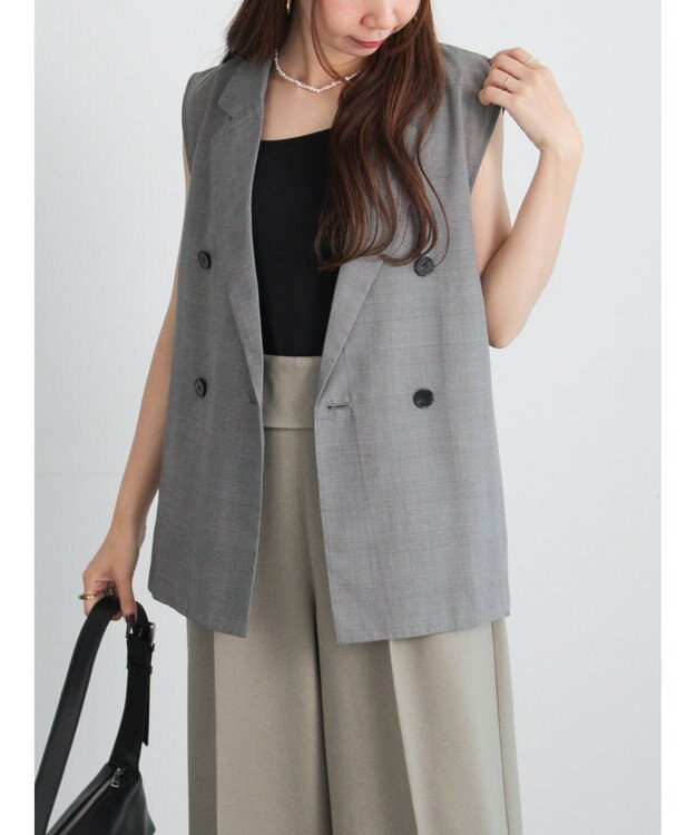 Te chichi サイドオープンライトジレ ブラック