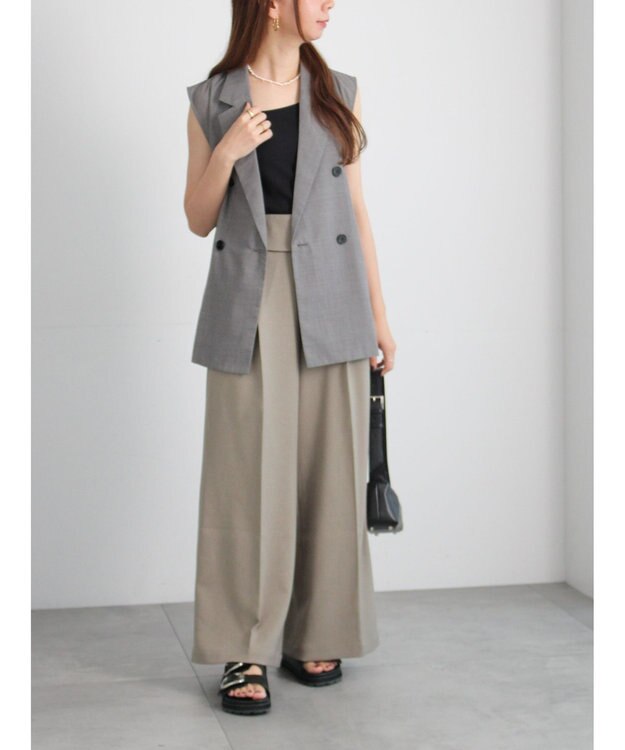 Te chichi サイドオープンライトジレ ブラック