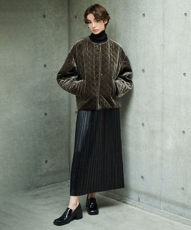 uncrave ベロア キルティング ブルゾン（uncrave WHITE） カーキブラウン