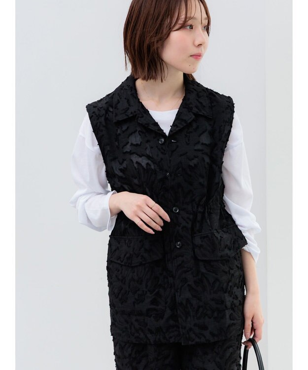 Te chichi カットジャガードジレ ブラック