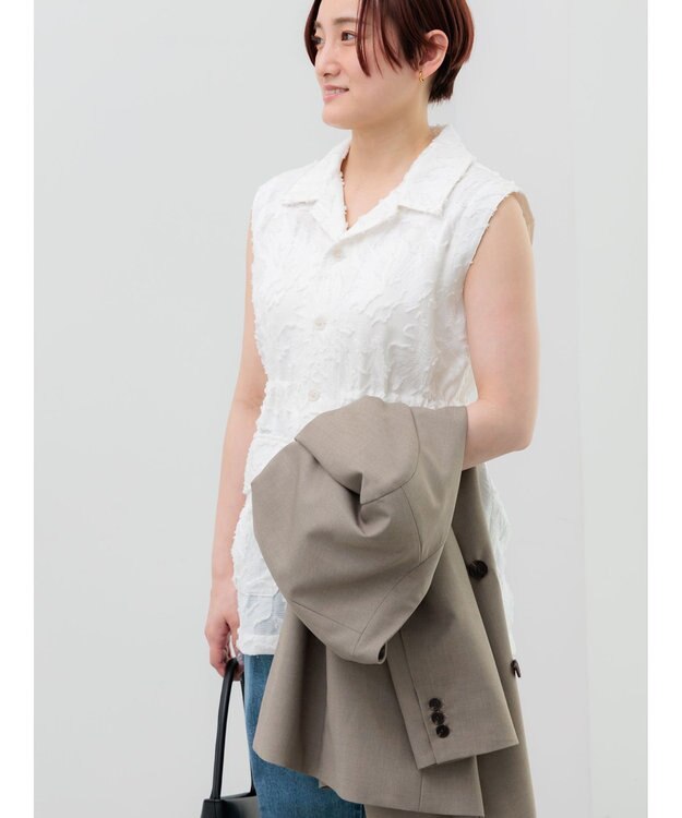 Te chichi カットジャガードジレ オフホワイト