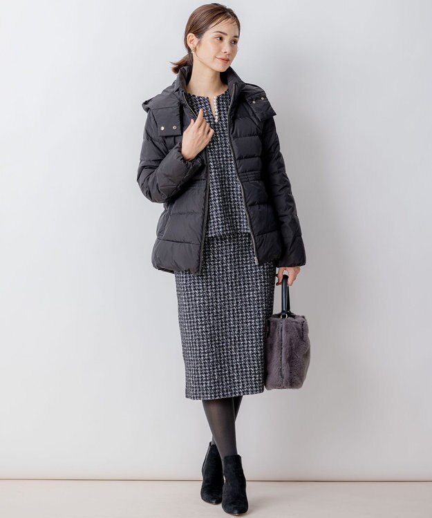 組曲 L 【洗える・2WAY】ライトタフタショートダウン ブラック系