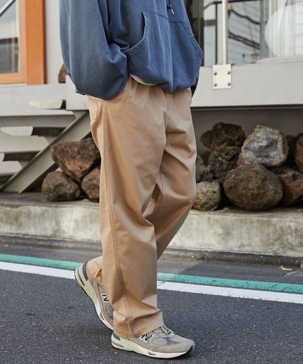 WEGO 【ウエストゴム/SMLサイズ展開/ユニセックス着用ITEM】チノイージーストレートパンツ ベージュ
