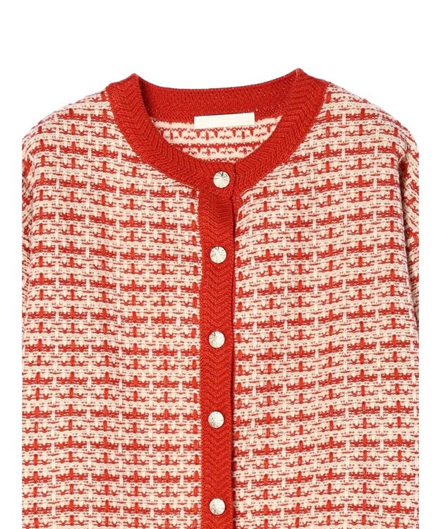 Green Parks ・ｆｕｒｒｙ　ｒａｔｅ　ツィードラメニットカーディガン Orange