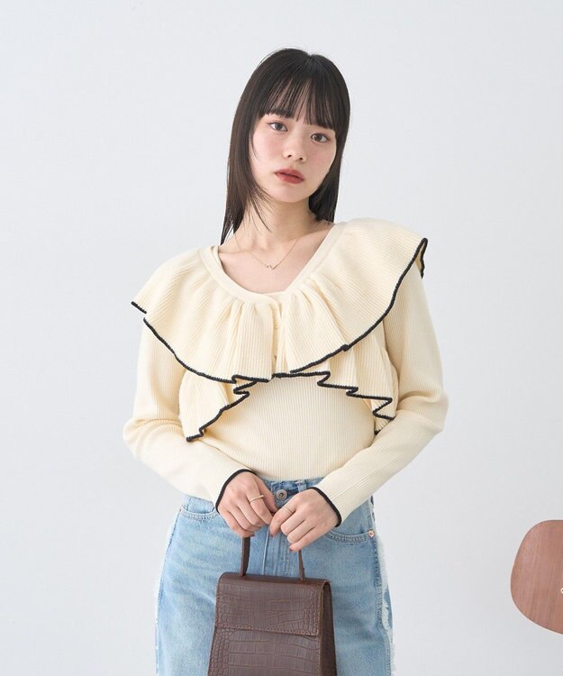 earth music&ecology 【SET ITEM】ラッフルニットボレロアンサンブル Ivory