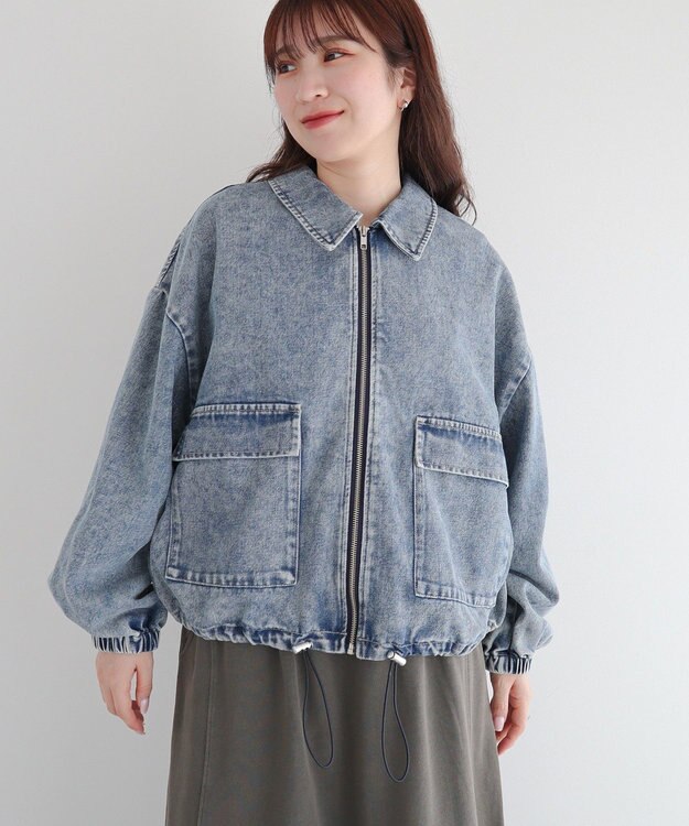 Green Parks ・ＥＬＥＮＣＡＲＥ　ＤＵＥ　デニムステンカラーブルゾ Light Indigo