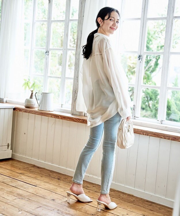 WEGO 【シワになりにくい/手洗い可】シアーBIGシャツ ホワイト