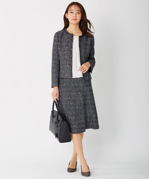 J.PRESS LADIES ファンシーツイード スカート ネイビー系1