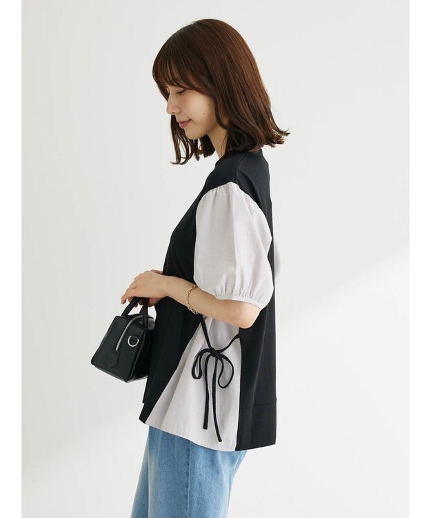 Green Parks 布帛ドッキング脇リボンプルオーバー Gray