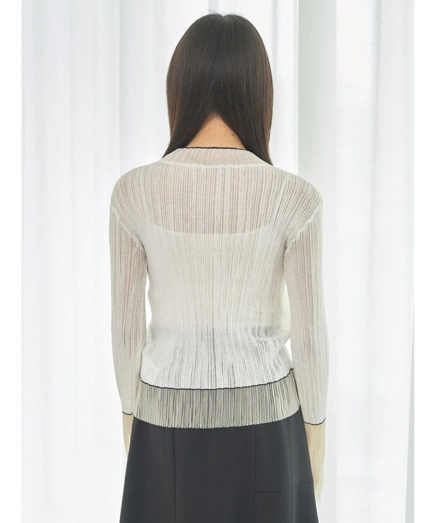 earth music&ecology シアー配色リブプルオーバー White