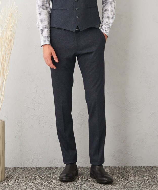 JOSEPH ABBOUD 【ウエストも伸びる】ツィーディージャージーストレッチ パンツ ネイビー系