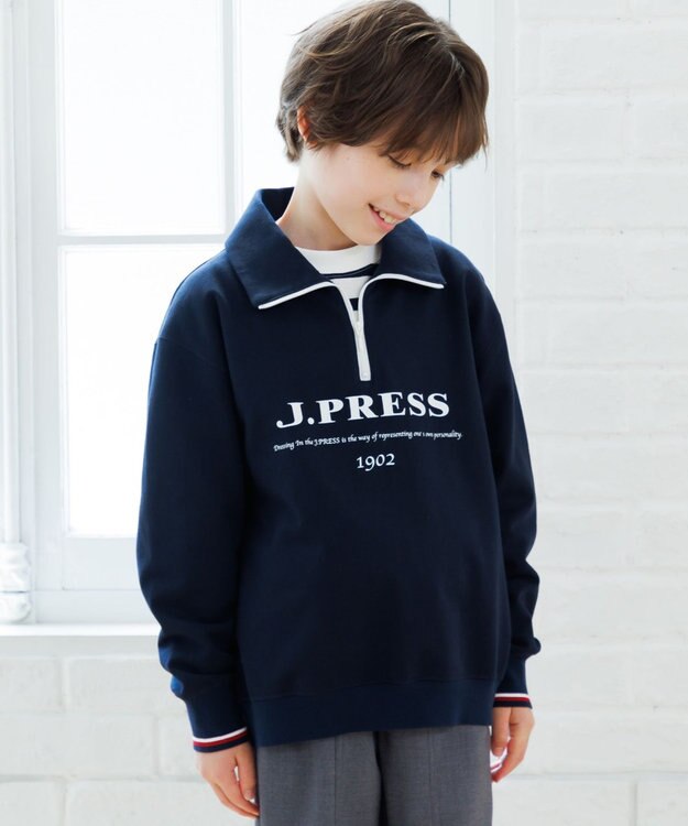 J.PRESS KIDS 【140-170cm】ミニ裏毛 ハーフジップ トレーナー ネイビー系