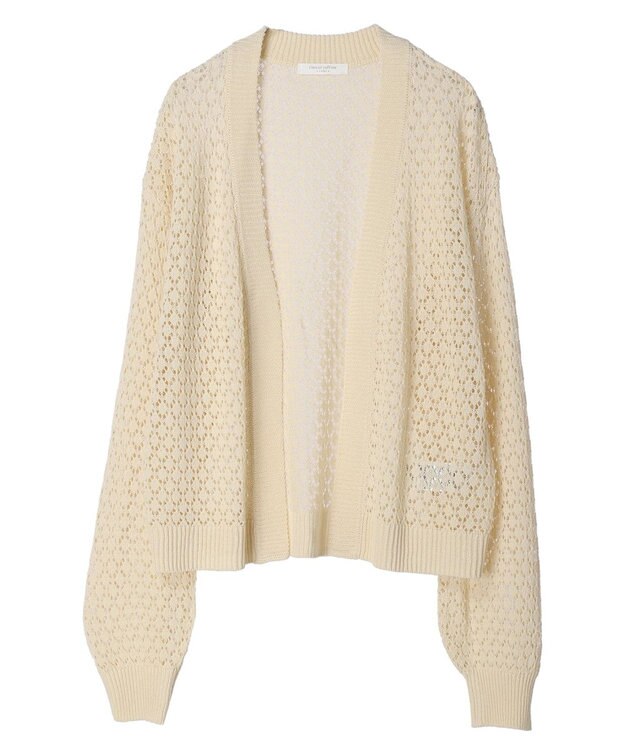 Green Parks 洗えるすかし編みニットカーディガン Off White