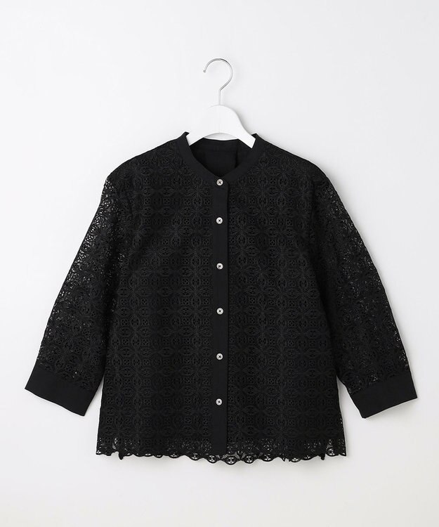 自由区 【カタログ掲載】ジオメトリックレース ブラウス ブラック