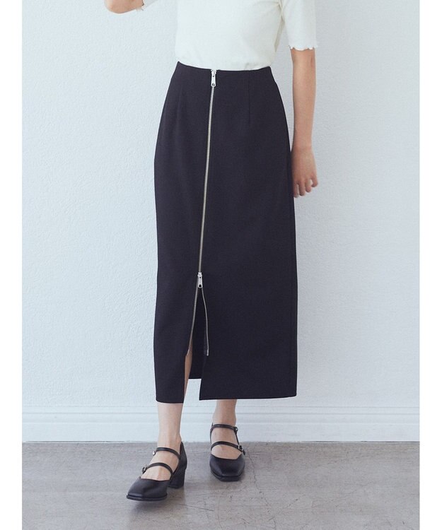 earth music&ecology Ｚｉｐスカート Black