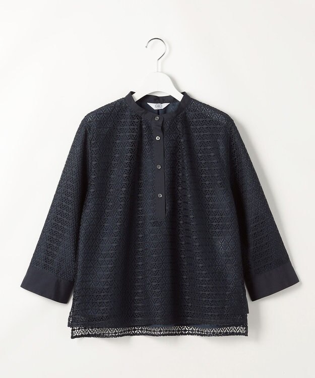 J.PRESS LADIES レースジャージー バンドカラー カットソー ネイビー系