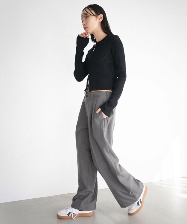 WEGO 【ユニセックス着用ITEM/SMLサイズ展開】バギースラックス ダークグレー