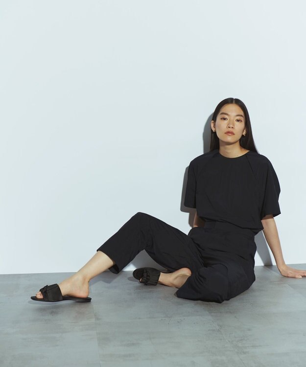 NAVE 【ReNAVE　撥水機能・UVカット・透湿・接触冷感・洗える】ナイロンタスランシャツブラウス ブラック系