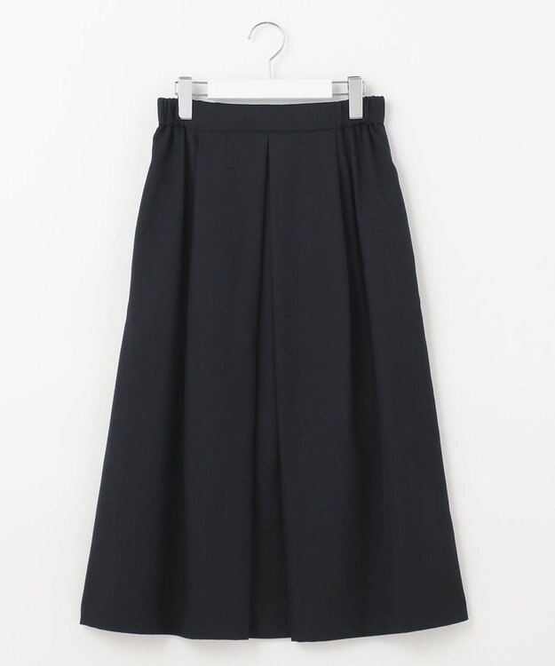 自由区 【接触冷感・速乾・UVカット・撥水・防シワ】リネンライクツイル タックスカート ネイビー系