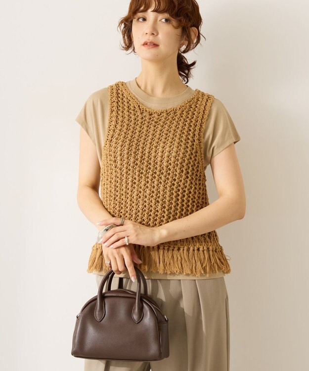 AMERICAN HOLIC 【前後2WAY】フリンジショートベスト Beige