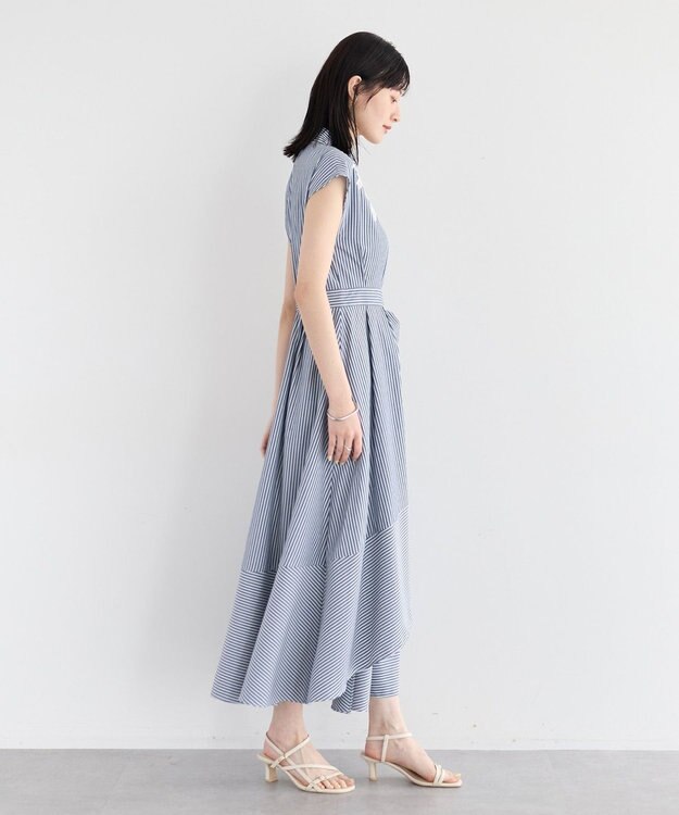 YECCA VECCA フラワーレースカシュクールワンピース Stripe