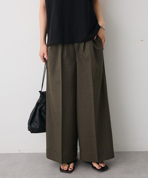 CRAFT STANDARD BOUTIQUE リネンライク3タックパンツ Khaki