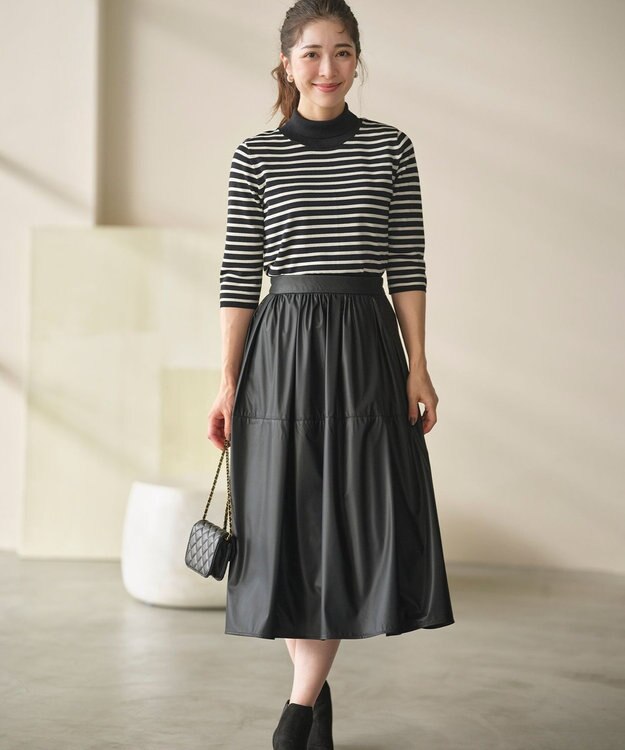 組曲 L 【6色展開・UVケア】モダンタートルニット ボーダー系1