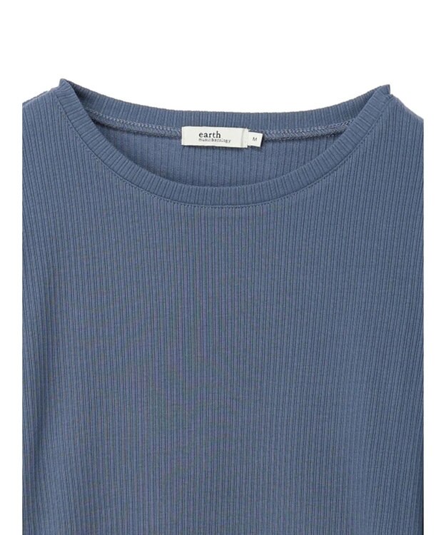 earth music&ecology チェーンリブクルーネックプルオーバー Blue
