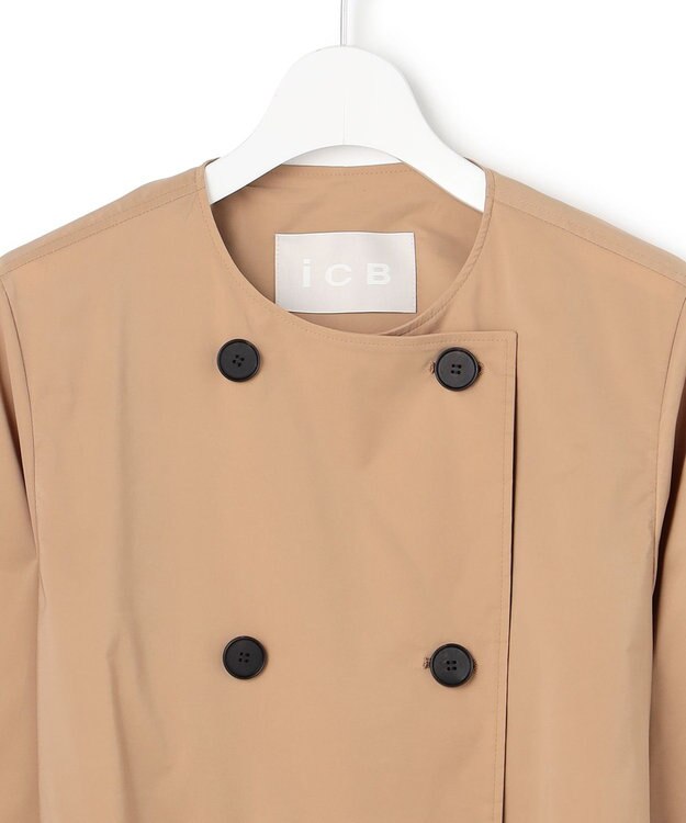 ICB 【2WAY仕様】メモリーストレッチタフタ トレンチコート アプリコットベージュ