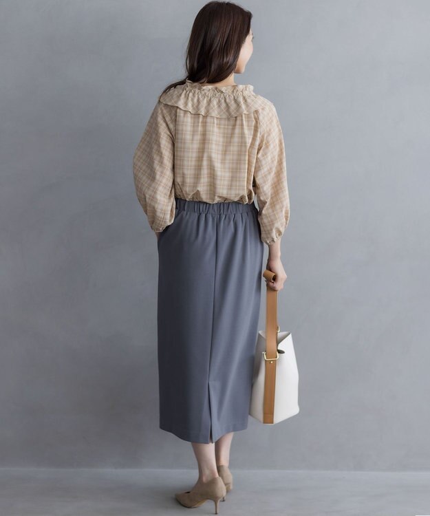 組曲 L ジョーゼットジャージーナロータイト スカート グレー系